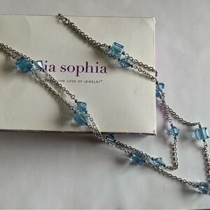 Lia Sophia Aqua and Silver Chain Necklace